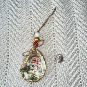 Handmade Decoupage Santa Oyster Shell Christmas Ornament